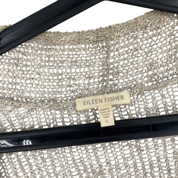 Eileen Fisher Beige Open Front Knit Cardigan L linen coastal resort wear - Picture 8 of 8